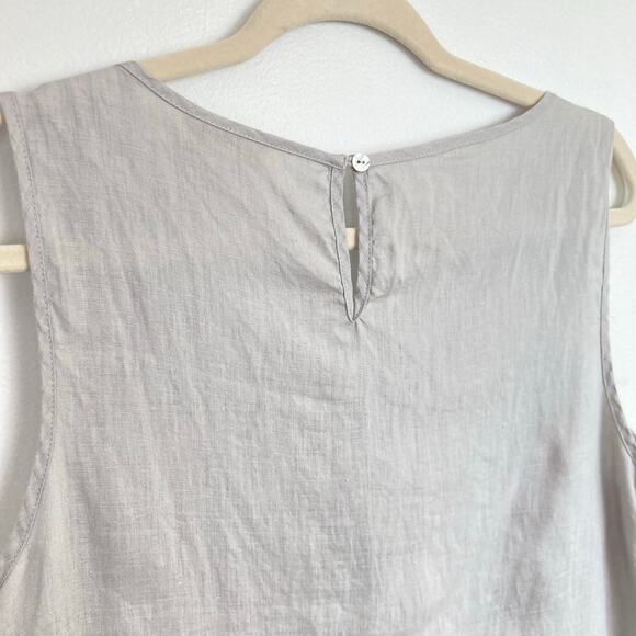St Tropez West Womens L Gray 100% Linen Allover Embroidered Top Coastal Beachy - Picture 8 of 9